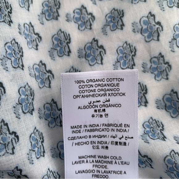 Doen Quinn Cotton Smocked Short Sleeve Midi Maxi Dress Dahlia Ditsy Blue White - Picture 15 of 16